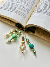 Load image into Gallery viewer, NEW! Aqua Rose Beaded Bookmark