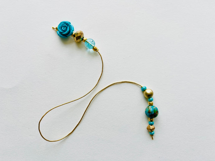 NEW! Aqua Rose Beaded Bookmark