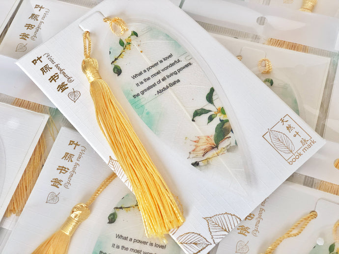 Vein Leaf Gold Tassel Bookmarks (Set of 10)