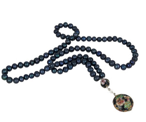 Midnight Blue Water Pearl Prayer Beads with Silk box