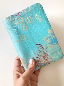 Sky Blue Chysanthemum Silk Prayer Book Cover